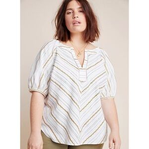 Anthropologie | Maeve Fruit Embroidered Puff-Sleeved Top